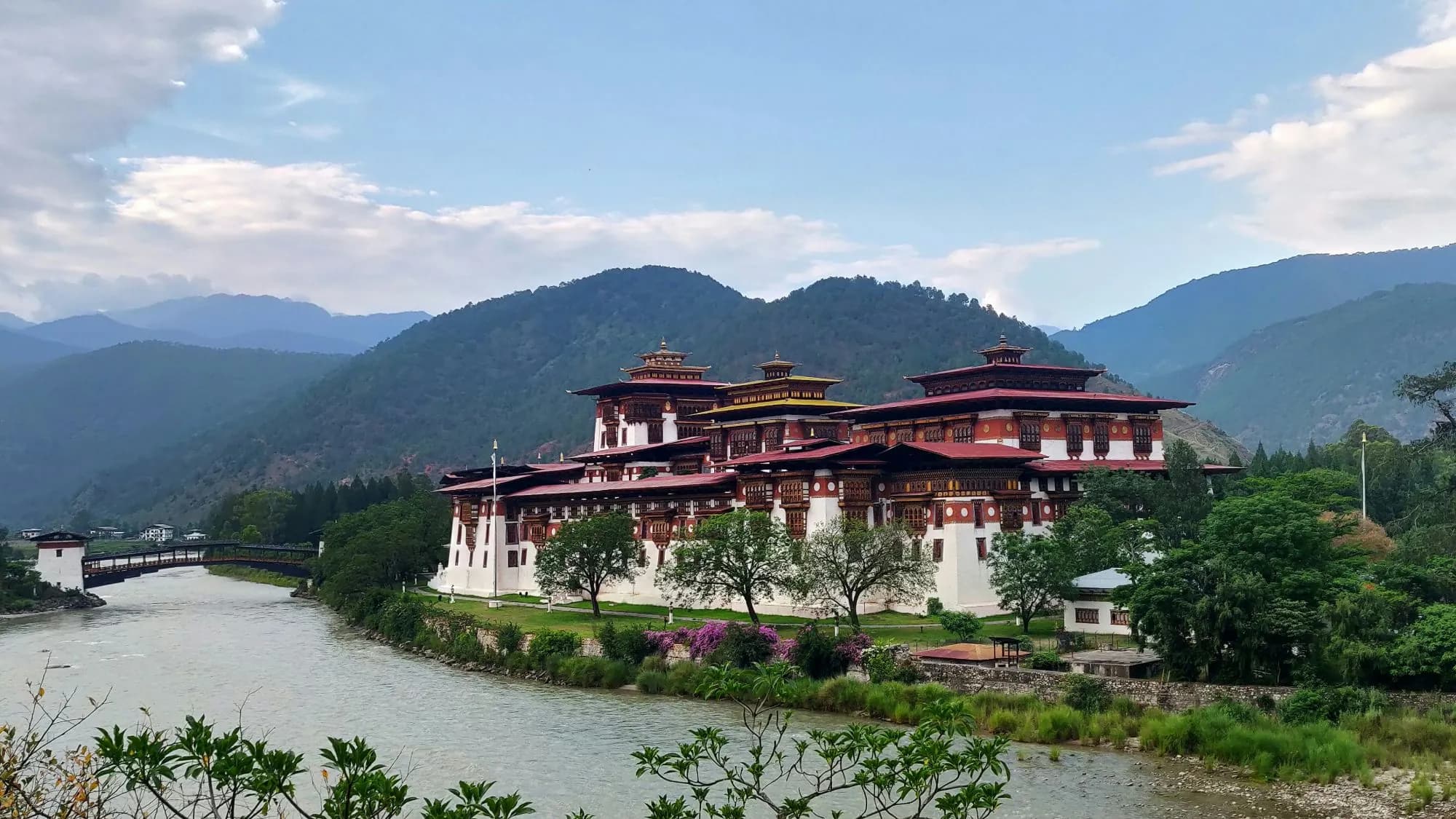 Punakha Dzong beside the river in Bhutan