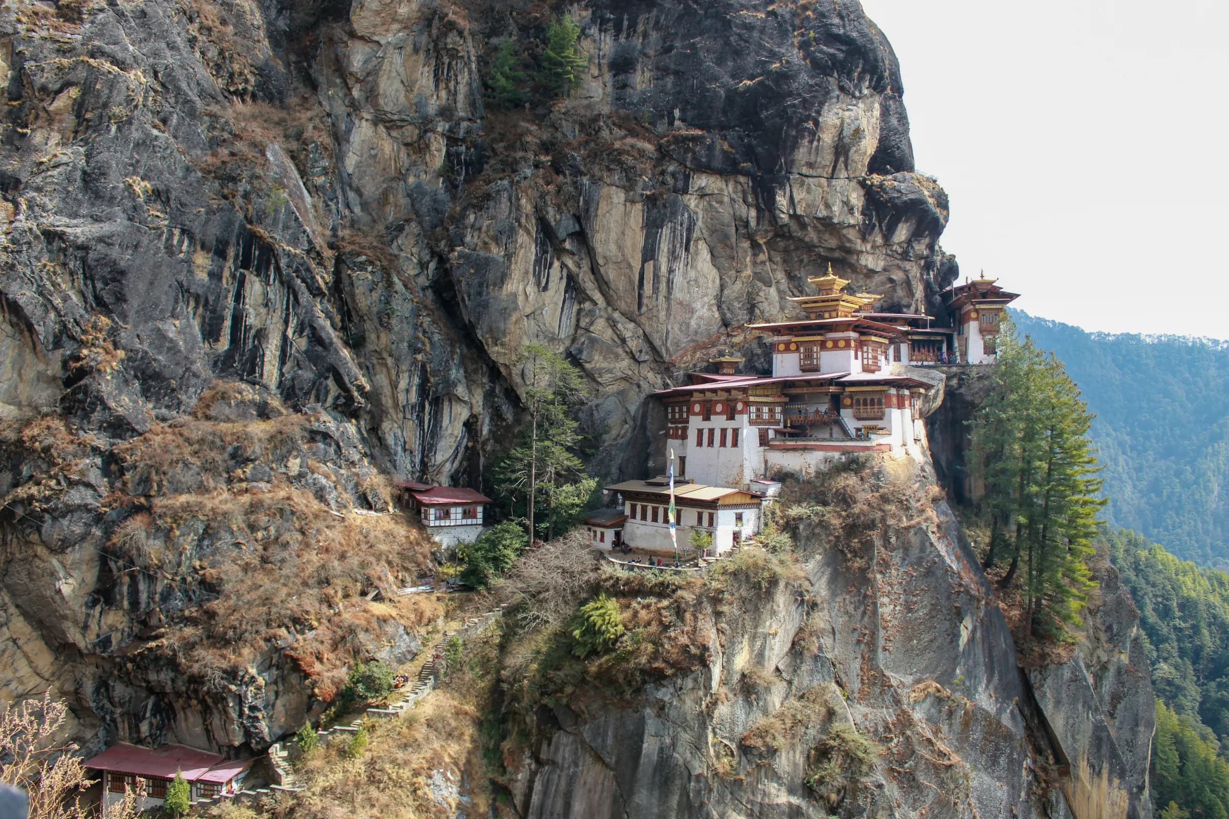 Paro Taktsang, the Tiger's Nest monastery, on its cliff in Bhutan