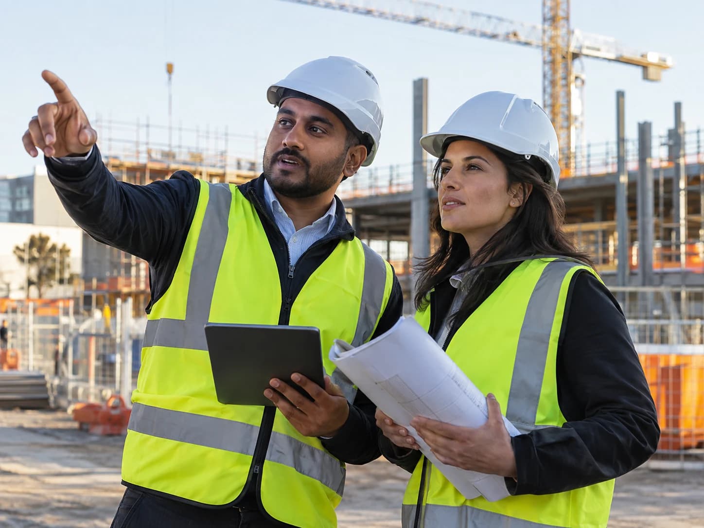 Construction professionals on site